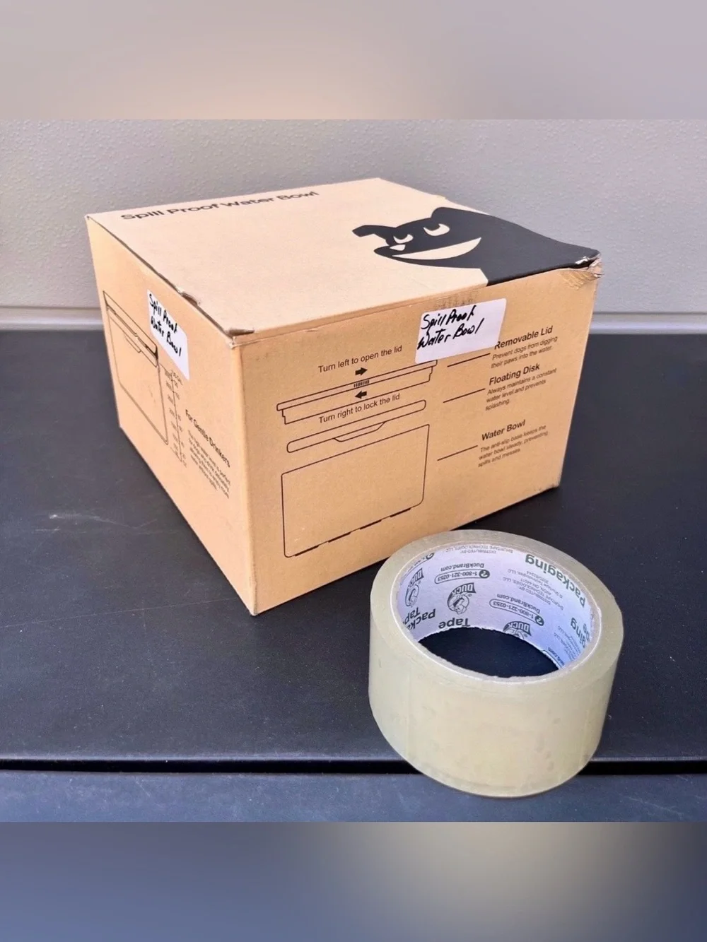 Spill Proof Water Bowl for Dogs-1 Gallon, Anti-Digging & BPA-Free 3.8L Large Cap